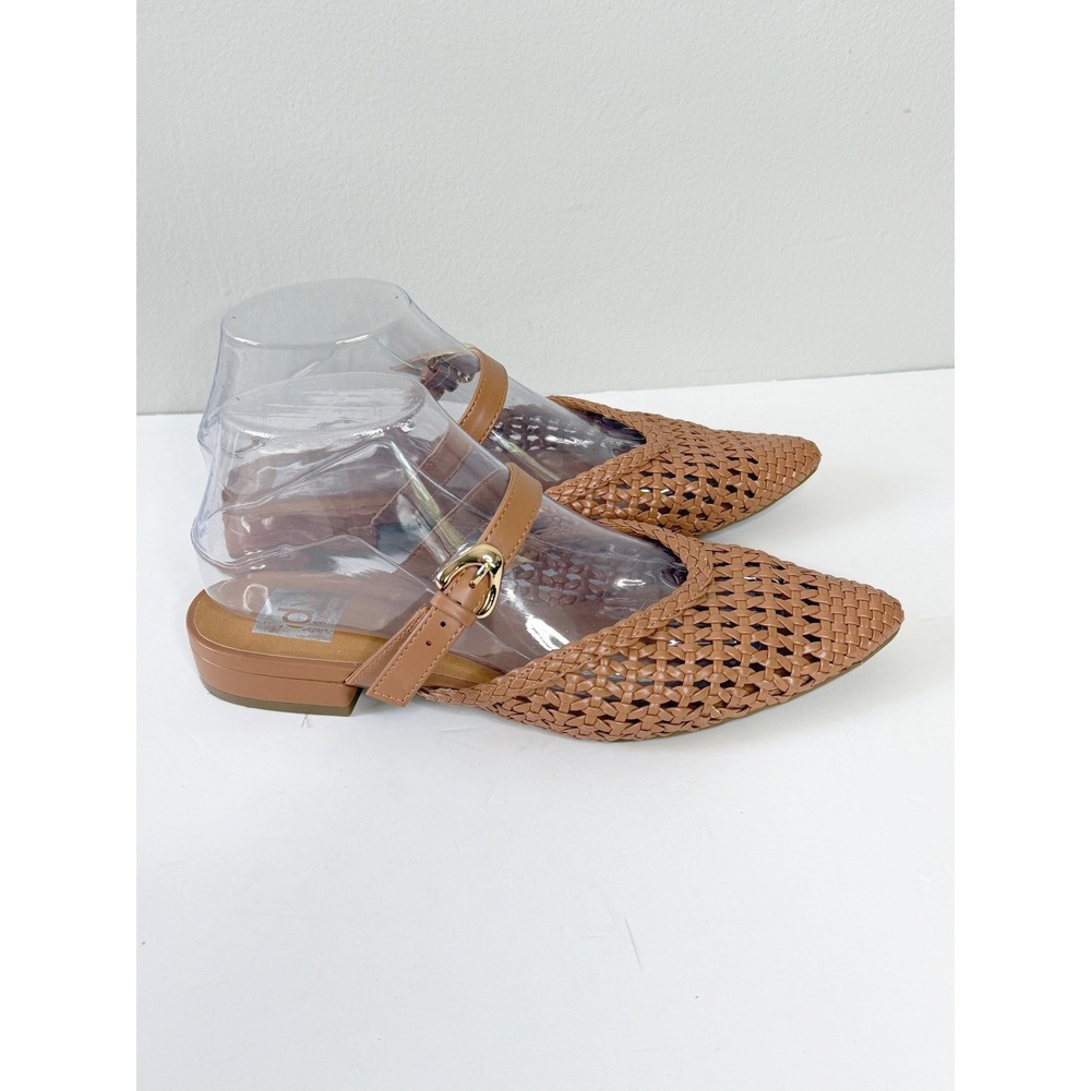 DV Dolce Vita Pointed-Toe Mules Women 8 Tan Woven Mary Jane Cushion Flexible